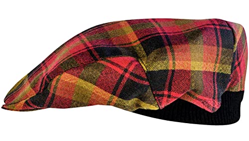 Casquette plate motif tartan Maple Leaf unisexe en taille unique élastique