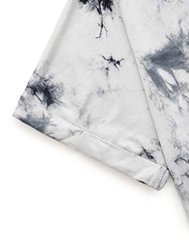 Sweatyrocks Women's Round Neck Short Sleeve Casual Tie Dye Crop Top T-Shirt Grey L #TOP17