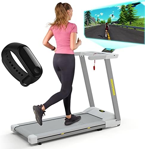 Folding Treadmill for Home, Foldable Treadmill 3 HP with 300 lb Capacity, Yellow-Gray