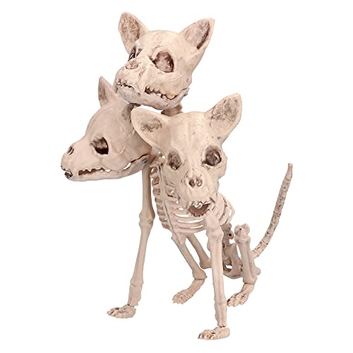 Boland - 72423 - Decoración Esqueleto, 33 cm, Figura de decoración de 3 Cabezas, Esqueleto de Perro, decoración, decoración de Halloween, decoración para Fiestas