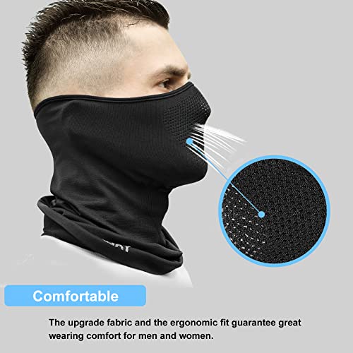 Meia máscara facial balaclava para esportes ao ar livre, Preto, P-M