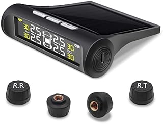 COSTYERT Tire Pressure Monitoring System-Solar Charge, 6 Alarm Modes, LCD Color Display, Real Time Pressure and Temperature with 4 External TPMS Sensors(0-51psi)