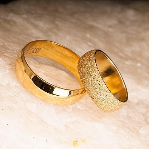 Miniatura 4 de Juego de anillos de boda de 0.236 pulgadas, chapado en oro de 14 quilates, juego de alianzas de boda a juego personalizado para hombre y mujer