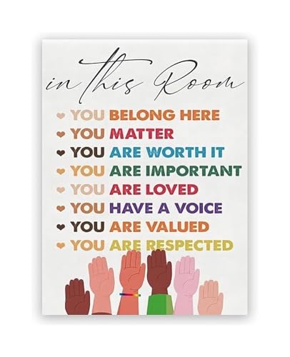 Equality and Diversity Canvas Print Motivational Watercolor Wall Art Inspirational Poster for Office Classroom Kindergarten Deco