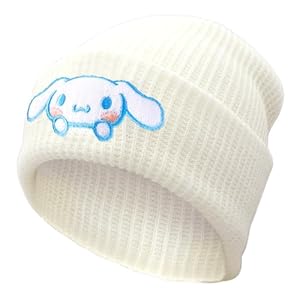 Ohjijinn Anime Beanie Cute Kawaii Beanie Knit Hats, Funny Beanie Hat Winter Skiing Slouchy Warm Cap for Women Girls