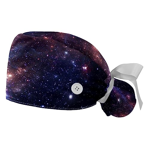 2 bonnet bouffant avec bande anti-transpiration galaxie pourpre réglable