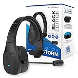 Blue Tiger Storm Black – Premium Trucker Auricolare Bluetooth – Cuffie mono wireless con cancellazione del rumore con microfono – suono ad alta fedeltà, tempo di conversazione 30 ore, ricarica USB-C,