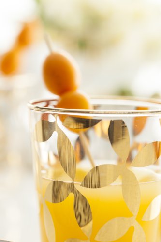 Rosanna Luxe Moderne Double Old Fashioned Glass, Clear/Gold, Set Of 4 #TOP2