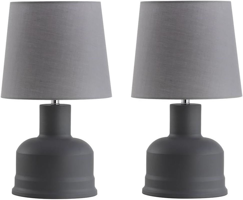 SAFAVIEH Lighting Collection Dahlia Industrial Dark Grey 19-inch Bedroom Living Room Home Office Desk Nightstand Table Lamp Set of 2 (LED Bulbs Included)