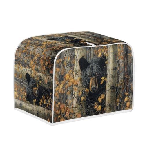 Image of Talayituse Bear Hunting Camo Print Toaster Dust Cover 4 Slice, Christmas Decoration Bread Maker Cover Toaster Covers Washable Stain Resistant Kitchen Small Appliance Covers, M