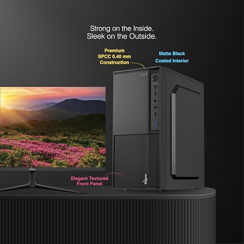 Image of FINGERS Turbo-U9 Micro-ATX PC Cabinet (Compact Case with 250W SMPS, USB 3.0, Cooling Fan & Tool-Free Design), Rich Black