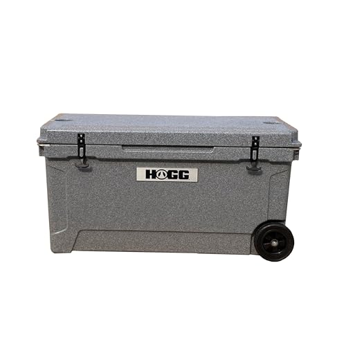Hogg 110 qt Cooler with Wheels, Extra Large Cooler with Wheels and Handles, Large Ice Chest for Camping, Wheeled Ice Chest, Hard Roto Molded Shell, Cryo-Foam Insulated, 110qt Frosted Gray