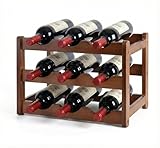 Cava de Vino y Porta Botellas de Madera para 9 Botellas, Estante de 3 Niveles Compacto para Encimera de Cocina, Bar y Cava...