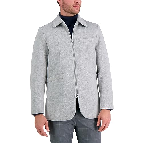 Haggar Men's Lightweight All Season Layering Shackets & Outerwear, Heather Grey