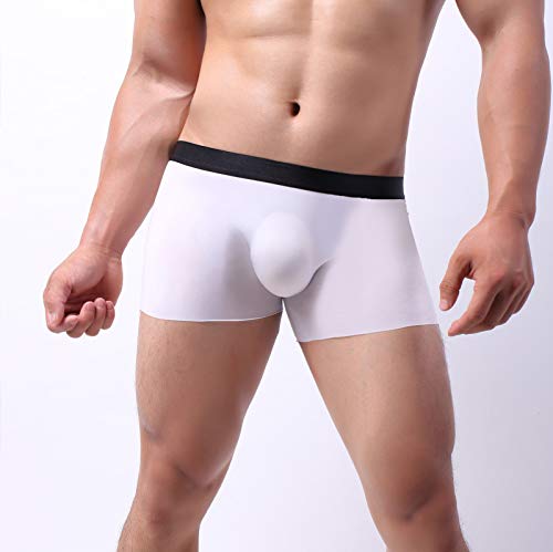 Seamless Underwear Boxer Fashionable Comfortable Breathable Pants Ice Men's Lively Strapless Bra No Wire (White, L)2