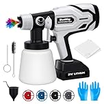 Cordless Fence Paint Sprayer, BlumWay 1L Capacity HVLP Electric Spray Paint Gun Sprayer with Battery for Walls and Ceilings，4 Copper Nozzles with Knob to Adjust 180° Spray Width, for Painting Furnit