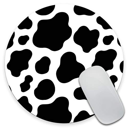Amcove Mouse Pad, Cow Texture Pattern Round Mousepad, Non-Slip Rubber Base, Customized Gaming Mouse Mat for Laptop, Computer & PC