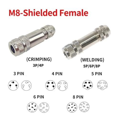 Conector de aviación M8 de 8 pines hembra macho para paneles industriales 8