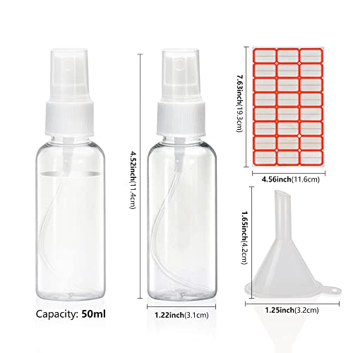Mini Spray Bottles, 2Oz/50Ml Small Spray Bottle, Plastic Travel Spray Bottle For Liquids, Refillable Hand Spritzer Bottles For Liquids, Clear Alcohol Spray Bottles With Small Funnel And Bottle Labels #TOP5