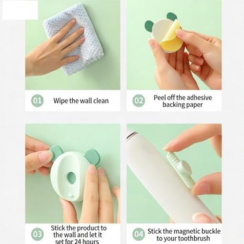 ZWQXZX Toothbrush Holder For Bathroom Shower Magnetic Electric Toothbrush Holder No Drilling Required Wall Mounted Family Hotel(Pink) - Image 6