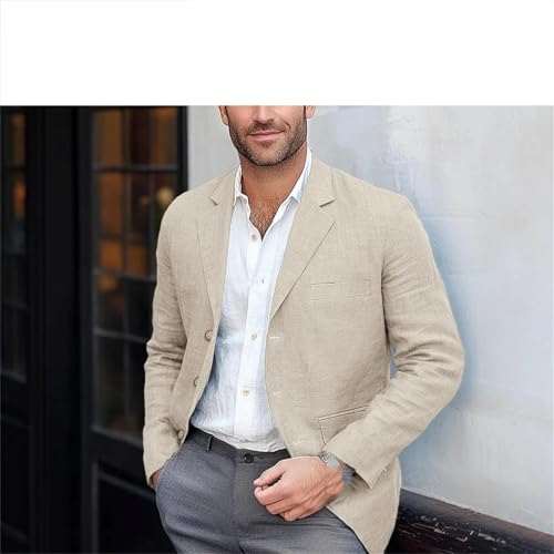 Men's Suit Blazer Linen Tuxedo Casual Groomsmen Business Casual Suits Coats3