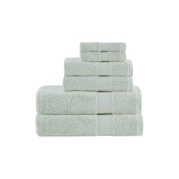 Madison Park Organic Cotton Bath Towel Set Absorbent, 6 Piece, Seafoam