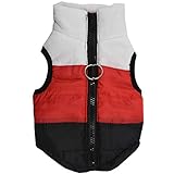 Material: Nylon, Baumwolle SODIAL Winter Warme Hundekleidung Weste RüStung Welpenjacke, Wei？ + Rot + Schwarz S