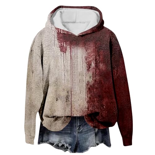 Image of Halloween Hoodies for Women Halloween Costumes Bloody Print Long Sweatshirt