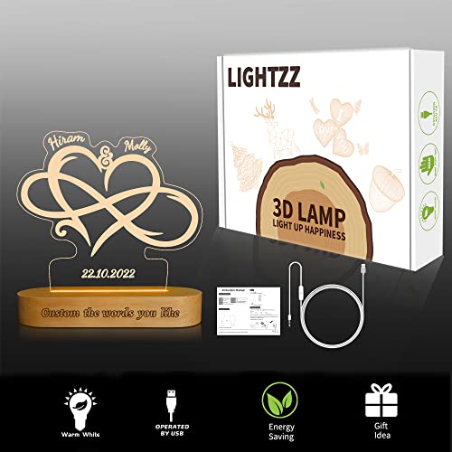 Customized Text 3D Night Light, Personalized Light, Anniversary Wedding Gift, Valentine's Day Gift For Couple Anniversary Night Light, Creative Gift For Husband And Wife, For Him And Her (Color 5) #TOP5