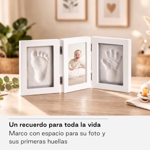 Miniatura 2 de Jané Marco Huella Bebé Con Foto, Arcilla De Modelado Secado 24h, Recuerdo Mano O Pie, Apto También Para Huella Mascota, Blanco