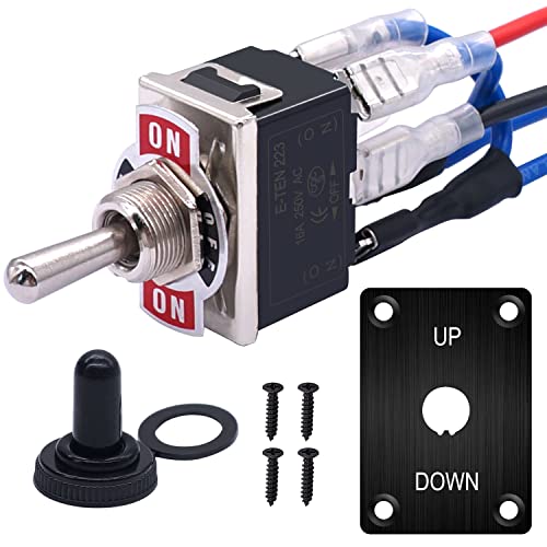 Weideer Momentary Toggle Switch 12V Polarity Reverse (On)/Off/(On) 6 Pin Rv Jack Stabilizer Switch With Up/Down Mounting Plate Waterproof Cap And Jumper Wires For Dc Motor Control E-Ten-223-M-X-B #TOP23