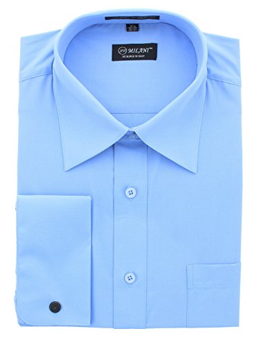 Milani Standard Fit Dress Shirt with French Cuffs in Light Blue 17" Neck 34/35" Sleeve