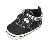 FGUUTYM Scarpe per bambini da 6 a 12 mesi, scarpe piatte per bambini, scarpe singole, scarpe primi passi con suola morbida, antiscivolo, scarpe in tela per bambini per il tempo libero, Nero , 13