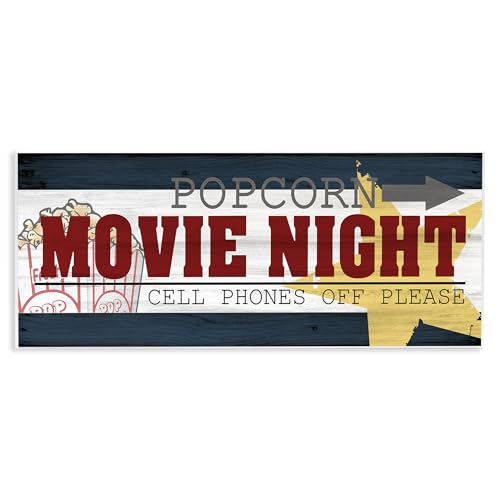 Movie Night Vintage Sign, 7 x 17 Inch Mounted Print on Wall Plaque