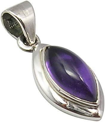 Sterling Silver Purple Amethyst February Birthstone Pendant 1" Gemstone Gift