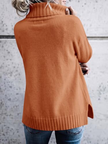 Image of FISACE Womens Oversized Turtleneck Pullover Sweater Cable Knit Sweater Tops | Long Sleeve,Slouchy,Fall,Winter,Lightweight,Loose,Trendy,Casual,Sexy