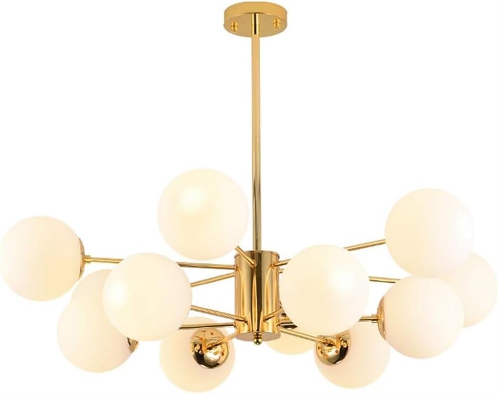 KXEcoLife Modern Matte Glass Sphere Chandelier | with Adjustable Lighting Vintage Ceiling Light Fixture for Living Room