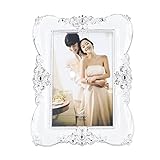 Acouto Moderner Desktop-Bilderrahmen aus Kunststoff mit St?nder auf der R¨¹ckseite, f¨¹r 10 X 15 cm Gro?e Bilder f¨¹r die Dekoration Im B¨¹ro, Arbeitszimmer und Schlafzimmer (Weiss)