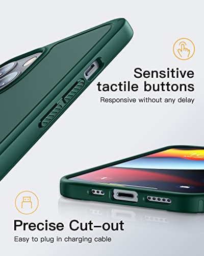 Humixx Designed For Iphone 13 Case[10Ft Military Drop Test] [Anti-Scratch & Anti-Fingerprint] Shockproof Translucent Matte Back With Soft Texture Edge Protective Phone Case Iphone 13 6.1"- Pine Green #TOP5