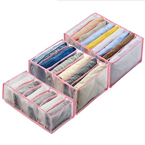 Organizador de armario y ropa QHQQXN cajas de almacenamiento plegables visibles de malla 3 uds