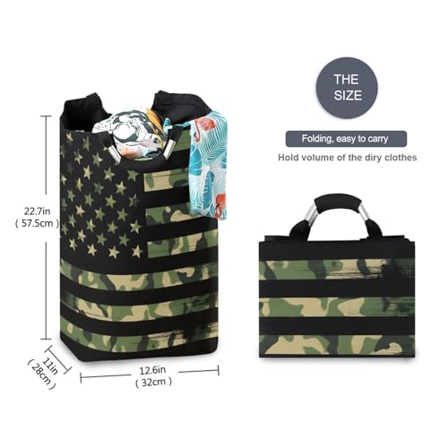 senya Large Laundry Basket, USA Flag Camouflage Vintage Laundry Hamper Foldable Clothes Bag with Handle Foldable Washing Bin by senya - Image 6
