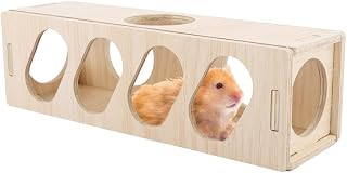 Hamster Mini Wood Tunnel Toy Secret Peep Shed Hamster Hideout & Tunnel Exploring Toy Only for Tiny Hamsters or Rat