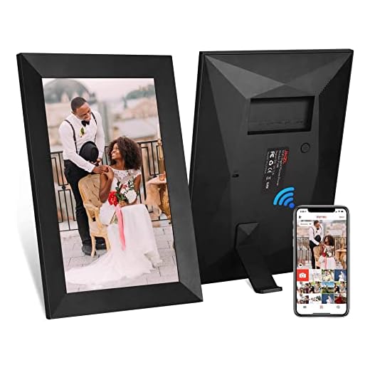 Fotoram 10,1 tum 16 GB smart WiFi digital fotoram dansk design Frameo-app skicka foton eller små videor från var som helst pekskärm IPS 1280 x 800 LCD-panel porträtt och landskap digital ram