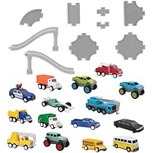 Driven by Battat 61-Piece Pocket Playset with 15 Mini Cars, Track, Ramp & Accessories Durable Vehicle Playset for Kids Ages 3+ Great for Imaginative Play & Gift Giving