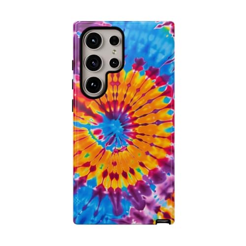 Coque Samsung S24 Ultra spirale tie-dye bleu éclat brillant de qualité