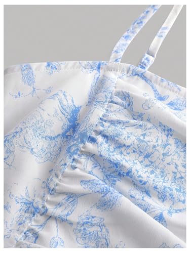 Milumia Girl's Floral Ruched Maxi Cami Dress Elegant Smocked Ruffle Flared Long Dresses3