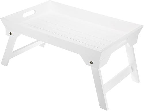 PATIKIL Bandeja de desayuno de 18.9 x 12.6 x 9.4 in, bandejas de cama con patas plegables, bandeja portátil de madera para servir, escritorio para