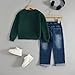 Kxuryueo Toddler Boy Outfits Long Sleeve Solid Color Sweatshirt and Jean Pants Sets (2-3T)
