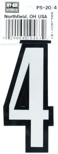 Hy-ko Ps-20/4 Reflective Vinyl House Number 3-1/4", #4 (Pack of 10)