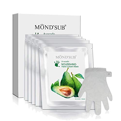 5 Pairs MOND'SUB Avocado Moisturizing Hand Masks | Hydrating Gloves for Dry Hand and Dry Skin | Nourishing & Soothing & Whitening |Best Natural Skin Care Products Full With Natural Oil